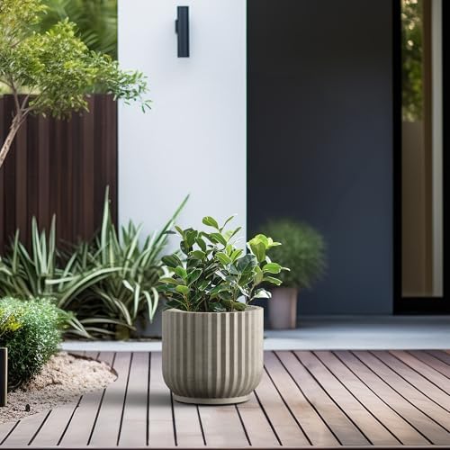 Kante Small Round Pedestal Weathered Concrete Planter 11" Dia, Outdoor - Image 4