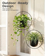 Bamworld Black Hanging Planters for Indoor Outdoor Plants Metal Hanging Pot - Image 6
