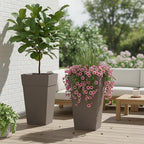 Bloem Finley 25" Tall Recycled Plastic Tapered Planter, Peppercorn, 2-Pack - Image 2