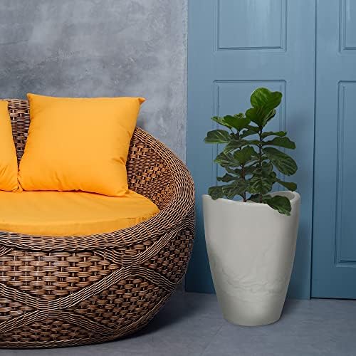 ECOBO 15.7 inches Eco-Friendly Round Pot Planter, Onda Indoor/Outdoor use, Durable, Versatile & Lightweight, Designed by Brazilian Artisans, Contemporary All-Weather Design – White by Unknown