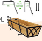 Y&M 6 Pack Hanging Railing Planter Boxes, 30 Inch Adjustable Balcony & Deck Planter, Heavy Duty Metal Flower Box for Porch, Fence & Window, Outdoor Plant Holder - Image 4