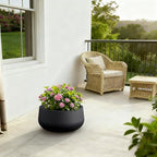 Kante Large Round Bowl Black Concrete Planter 20" Dia, Outdoor - Image 3