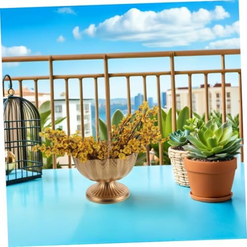 BESTonZON Vintage Iron Flowerpot Urn Planter with Wide Mouth Design, Sturdy Iron Material, 9 Inch Trumpet Shape for Indoor and Outdoor Use, for Living Room and Entryway Decor - Image 5