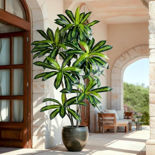 Tall Fake Tree Artificial Trees Plant with White Planter Pot Indoor Outdoor Potted Silk Plants Large Faux Trees loor Floor for Home Living Room Decor Outside Patio para decoracion Housewarming Gift by Kgabbke