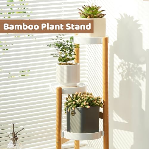 Plant Stand Indoor Outdoor Plant Rack 3 Tier 3 Potted Flower Holder Ladder Plant Stands for Balcony Window Living Room Garden Patio White - Image 3