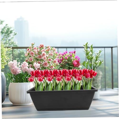 Happyyami Rectangular Plastic Flower Pots 6pcs with Saucers for Plants - Image 5