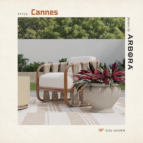 ARBORA 18" Cannes Urn Planter - Lightweight Polyresin Decorative Plant Pot - Image 3