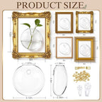 Kathfly 4 Sets Glass Wall Vase Planters with Vintage Picture Frame, Farmhouse Wall Propagation Planter Station Glass Vases for Hydroponics Plants Indoor Home Office Living Room Gallery Decor Gift - Image 3