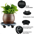 5 Packs Large Plant Caddy with Wheels 13" Rolling Wheeled Plant Stands Heavy-Duty Plastic Flower Pot Roller Base Movers Indoor Outdoor Planter Dolly with Casters Trolley, Black - Image 2