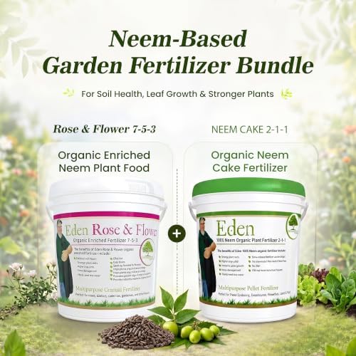 Eden Neem Fertilizer Bundle, 100% Organic Neem Cake 2-1-1 & Organic Enriched Rose Fertilizer 7-5-3 - Image 2