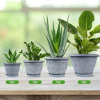 Fodetyff 14 Inch Large Planter Pot for Plants Indoor Outdoor, 4 Pack Plastic Flower Pots with Drainage Hole & Tray, Modern Decorative Garden Pot with Saucer, Plant Container for House - Image 6