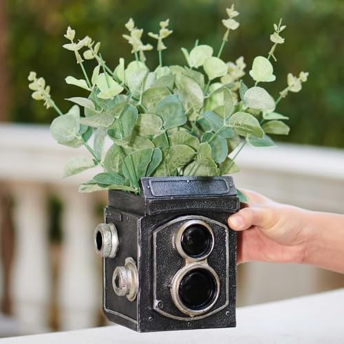 Camera Decorative Planter Plant Gift - Desk Decor Succulent Pot for Indoor Plants Vintage Camera Home Shelf Office Decor Small Flower Pot with Drainage - Image 4