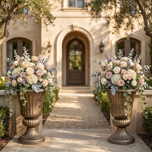 20 Inch Urn Planter for Outdoor Plants, Set of 2, Bronze - Image 3