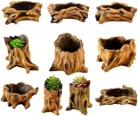 Vintage Cement Planter with Imitation Tree Root Texture for Succulents Bonsais Garden Display Decorating Indoor Outdoor(08 Models) - Image 6