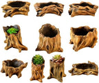 Vintage Cement Planter with Imitation Tree Root Texture for Succulents Bonsais Garden Display Decorating Indoor Outdoor(08 Models) - Image 6