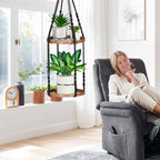 2 Tier Macrame Plant Hanger, Hanging Plant Shelf (12") - Image 6