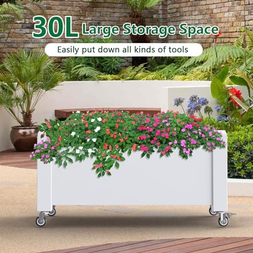 Elevated Raised Garden Bed with Legs,Outdoor Large Resin Patio Planter Box Stand Divisible with Drain Plug,Water Monitor for Plants Vegetables Flowers Fruits(Ashen) - Image 7