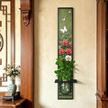 3D Sandstone Wall Art 47"x8" with Vase and Shelf, Rose Print by YOOSART