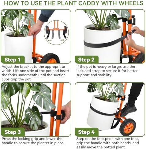 Plant Caddy with Wheels, Plant Dolly Cart, Potted Plant Mover Cart - Image 6