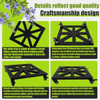 16'' Heavy Duty Plant Caddy with Wheels Square Plant Dolly with Lockable Casters Pot Mover Rollers 440 Lbs Metal Rolling Plants Stand Suitable for Indoor Outdoor Pots Black - Image 3