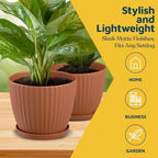 Terracotta 6-Inch Plant Pots with Drainage & Saucers 18 Pack, Indoor & Outdoor Planters for Houseplants, Herbs, and Flowers, Durable & Weatherproof Material, Stackable, Lightweight, Minimalist Design - Image 3