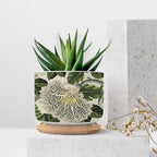 Green and White Floral Planter Ceramic Chinoiserie Flower Round Flower Pots with Drainage Holes and Bamboo Tray Pot for Outdoor Garden Home Plant - Image 7