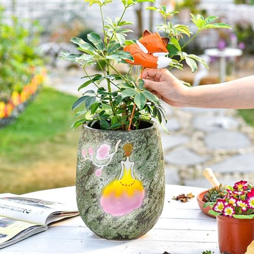 Sungmor 10.6 Inch Hand Painted Ceramic Succulent Plant Pot - Dark Green - Image 6