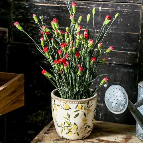 Vintage Ceramic Flower Pots Planters for Indoor Outdoor Plants,Rustic Tuscan Planter & Decor, Plant Pots Flower Pot for Indoor Plants,Yellowm,no Hole - Image 3