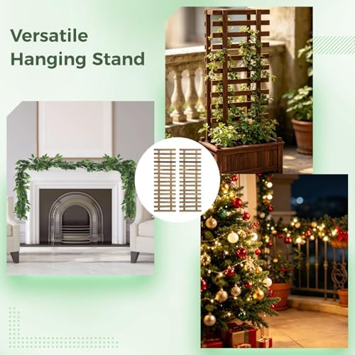 2 Pcs Wall Planter Holders, 11.8 x 35.4 Solid Wood Hanging Plant Trellis, Wall Planters for Indoor Outdoor Plants, Vertical Decor for Hanging Flower Pots - Image 5