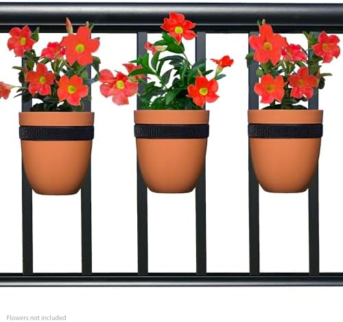 Railing Planter for Outdoor Plants (6-inch, 3-Pack) | Hanging Planter for Railings, Fence Posts | Balcony Wall Planter for Herbs, Flowers and Succulents | Made in The USA by Unknown