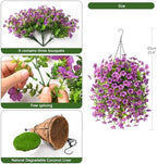 Homsunny Artificial Fake Hanging Plants Flowers Baskets for Outdoor Outside Spring Decor,Faux Silk Daisy UV Resistant Look Real Summer Decorations for Home Porch Patio Yard Garden(Purple - Image 4