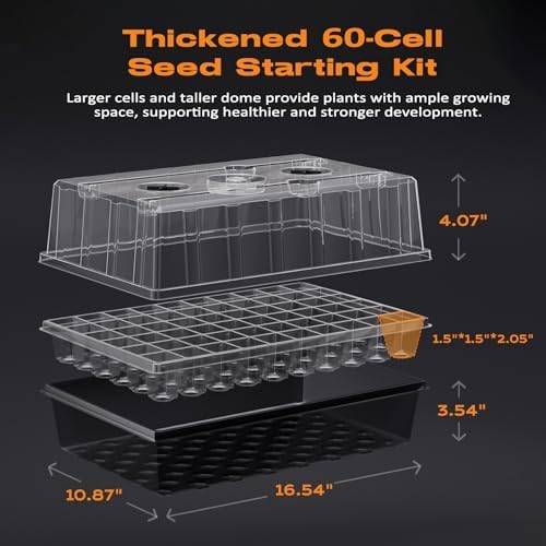 Patigrow 60-Cell Self-Watering Seed Starter Tray with Grow Light, Seed Starter Kit with 4.07” Humidity Dome, Indoor Seedling Starter Tray, Seed Starting Trays for Plant Germination, Seeds Growing - Image 4