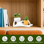 Lazy Guy Planter Resin Planter Pot Efficient Drainage Greenery Vase Container Easy Maintenance Ornament for Decor(White) - Image 5