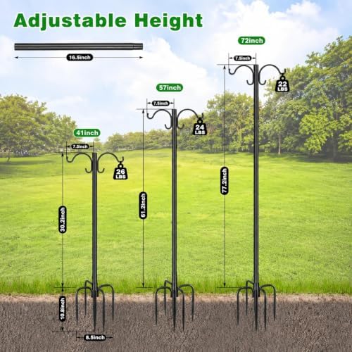 72inch Double Shepherd Hook for Outdoor, 1” Bird Feeder Pole,2Pack - Image 3