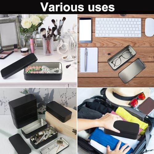 18 PCS 6 inches Rectangular Metal Tin Box, 6 x 2.8 x 1.6 Inch Rectangular Tin Boxes with Lids, Rectangle Tin Cases for Office Supplies, School, DIY Crafts & Home Organization(Black) - Image 7