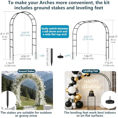Thickened Rustproof Garden Arch Metal Trellis for Climbing Plants - Image 3