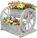 NestNature Wooden Wagon Planter Box|Raised Garden Bed W/Wheels for Plants by NestNature