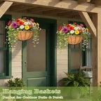4 Pack 14 Inch Hanging Baskets for Plants Outdoor Metal Hanging Planter Hanging Flower Baskets with Coco Fiber Liners Chain Round Wire Plant Holder Hanging Flower Pots(Watermelon) - Image 7