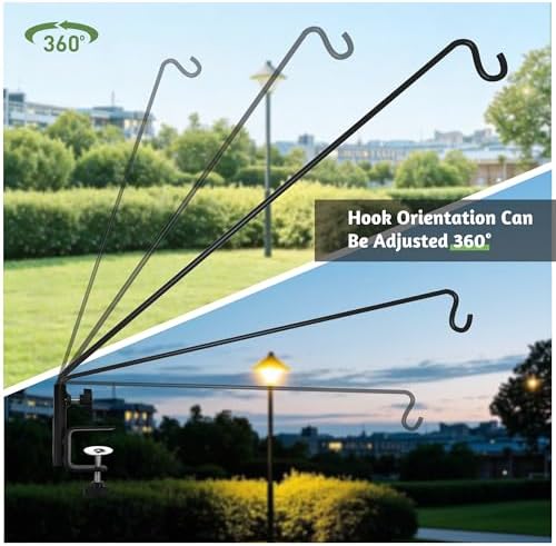 ERYTLLY Extended Reach Deck Hook Wall Pole Wall Mounted Deck Hook Extensible and 43 inch Wall Bracket for Hanging Bird Feeder,Plants,Wind Chimes,Lanterns 2 Packs - Image 4