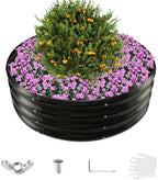 12 Inch Tall 36 Inch Diameter Round Black Raised Garden Bed Kits Outdoor by YSEJOMP
