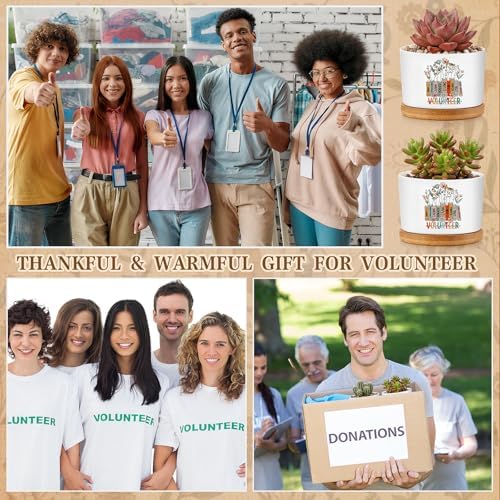 Havawish 6 Pcs Volunteer Appreciation Gifts Ceramic Succulent Planter Pots Mini Porcelain Plant Containers Thank You Gifts for Volunteer Month Social Worker, Plants Excluded - Image 5