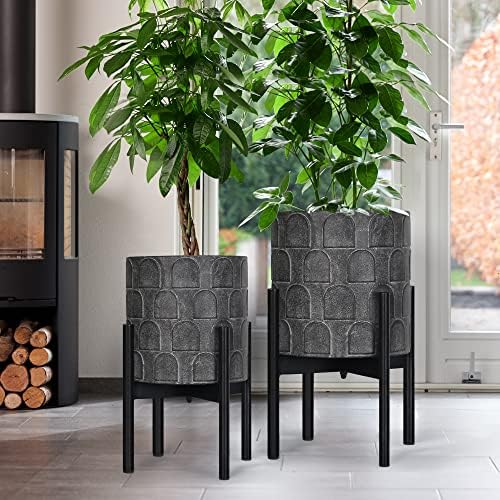 Oakrain Planters for Indoor Plants, Set of 2 Modern Planter with Stand - Image 6