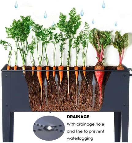 48.5*24.5*35.4in Raised Garden Bed, Raised Planter Box with Legs Outdoor Elevated Garden Bed On Wheels for Vegetables Flower Herb Patio （Black） - Image 5