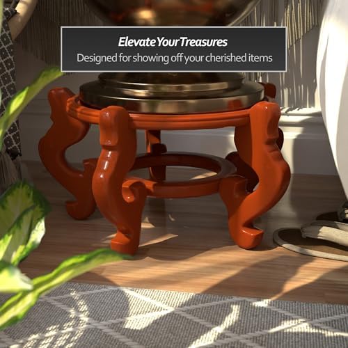Red Lantern Rosewood Fishbowl Stand - Honey - Size 14.5 in. Base Diameter - Image 2