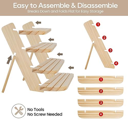 Wooden Display Stand, Tiered Cupcake Stand, 4 Tier Display Stand Riser - Image 5