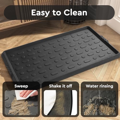 tchdio Durable Rubber Boot Tray and Shoe Mat for Entryway - Heavy Duty Waterproof Shoe Tray Organizer, Non Slip Boot Trays for Front Door, Entryway Muddy Shoes Storage, 16x48 Inches - Image 3