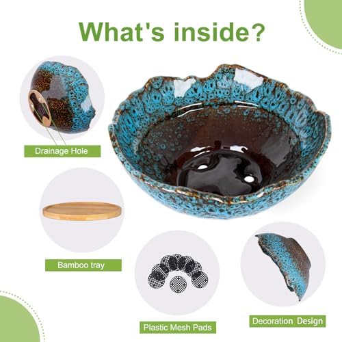 Bonsai Pots, 9.06'' Large Plant Pots with Drainage Tray, Succulent Pots - Image 3