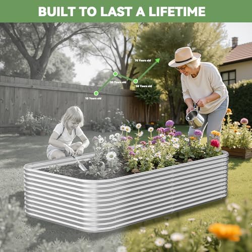 2 Pack Tall 8x4FT Corrugated Galvanized Steel Raised Garden Bed Outdoor, Metal Above Ground Garden Bed for Vegetables and Flowers, Raised Beds for Gardening - Image 5