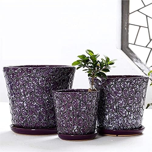 Extra Large Succulent Plant Pots Ceramic Cactus Planter Geometric Indoor Decorative Bonsai Cacti Flower Pot Chinese Style Garden Pot Holder with Drainage Hole for Home Office - Image 2