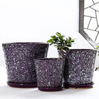 Extra Large Succulent Plant Pots Ceramic Cactus Planter Geometric Indoor Decorative Bonsai Cacti Flower Pot Chinese Style Garden Pot Holder with Drainage Hole for Home Office - Image 2